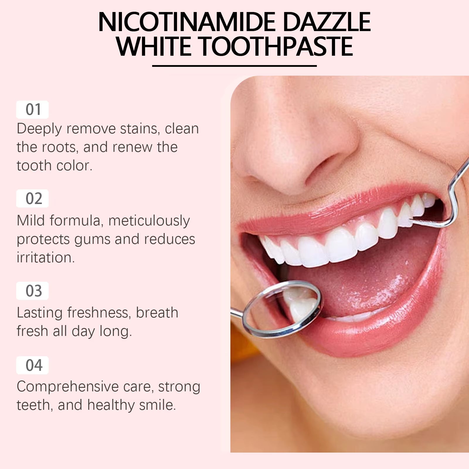 Niacinamide Whitening Toothpaste Dental Stains Removing Prevent Bad Breath Oral Cleaning Refreshing Reduces Plaque Toothpaste